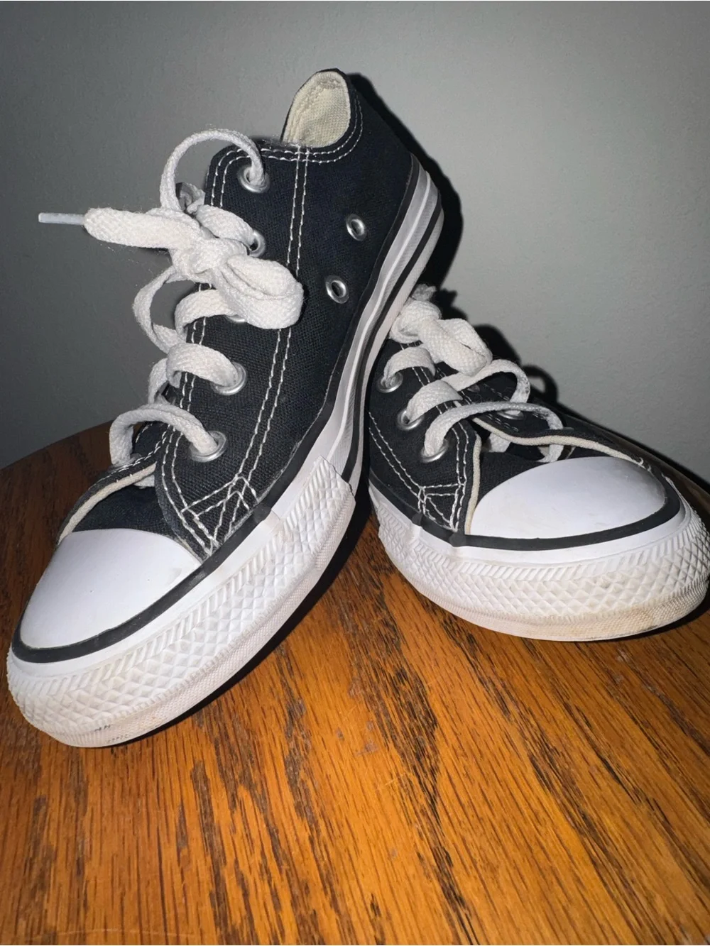 Kids Girls Boys Converse All Star Black Low Top Shoes Size 1